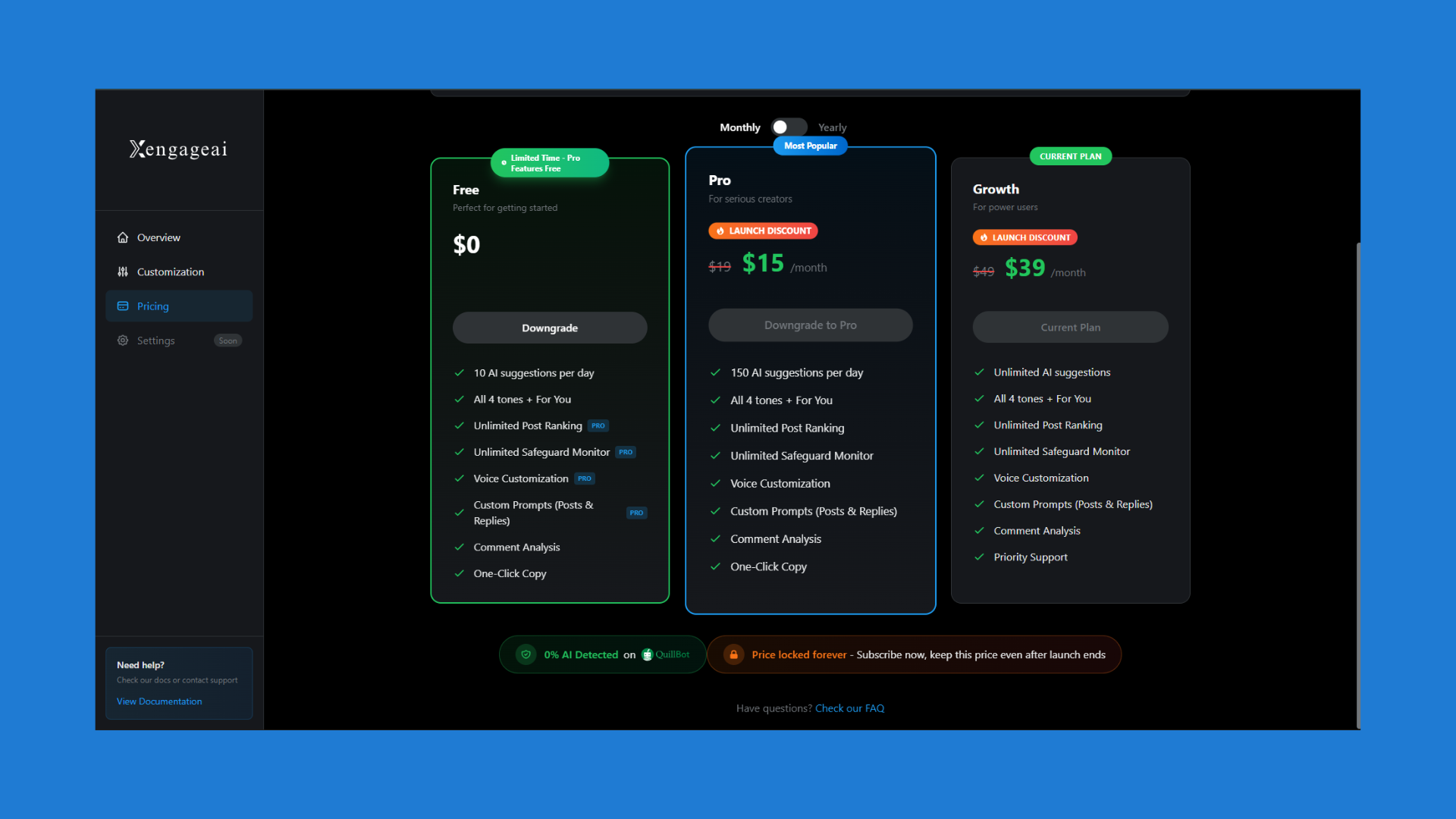 xEngageAI: The AI Growth Co-Pilot for Content Creators screenshot 5