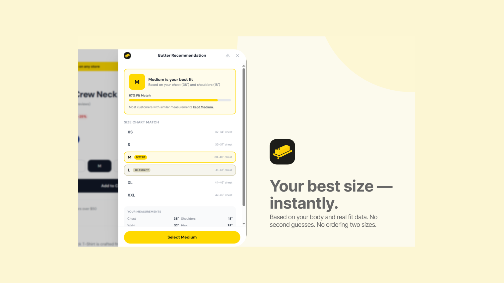 Butter – Smart Size Finder (Chrome Extension) screenshot 4